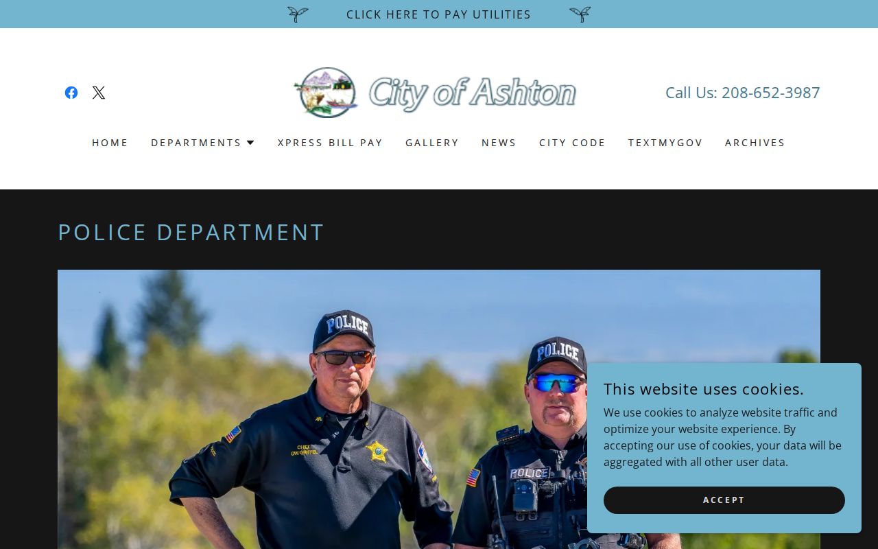 Ashton Police Department source for Fremont County arrest records