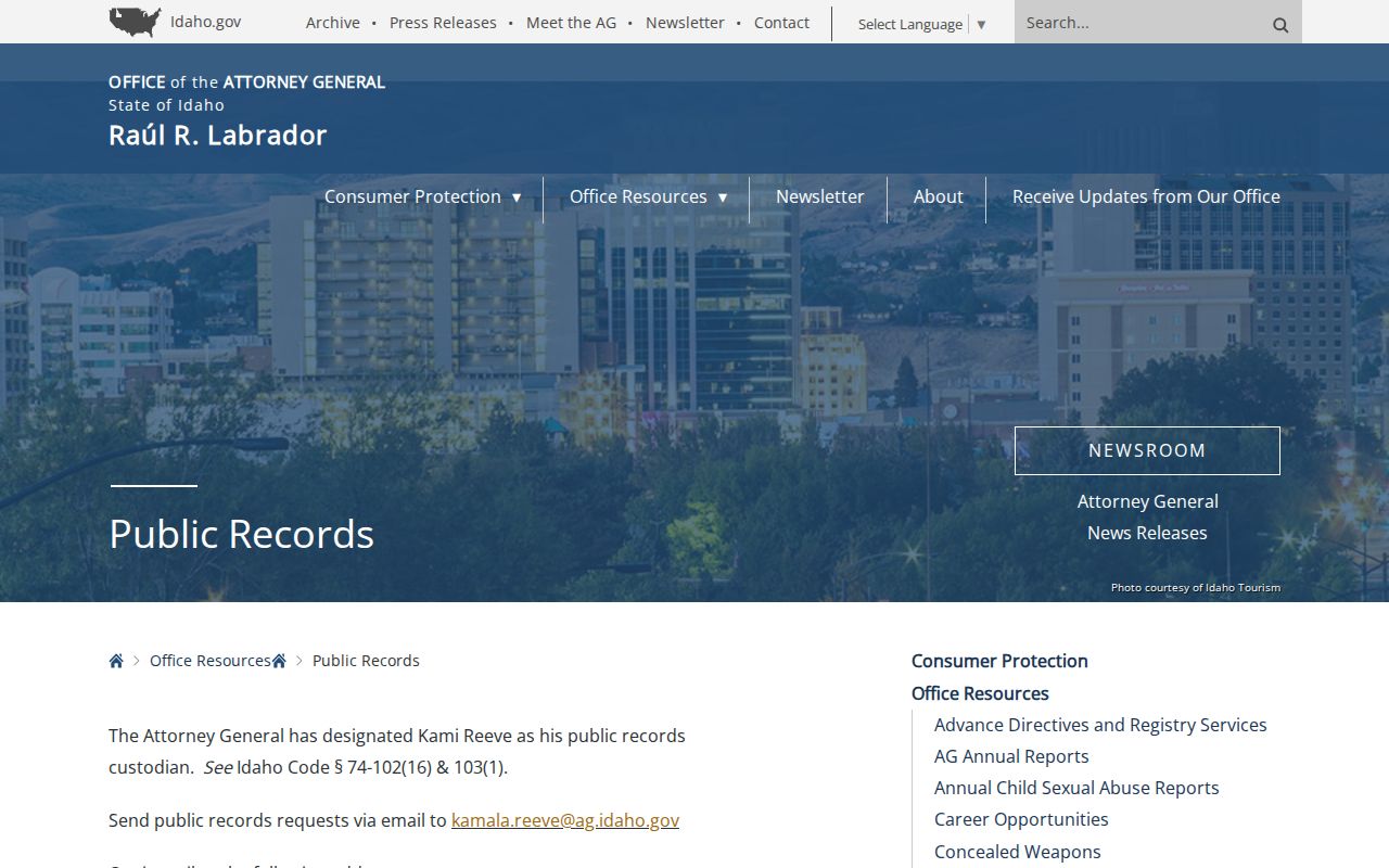 Idaho public-records law context for Fremont County booking records