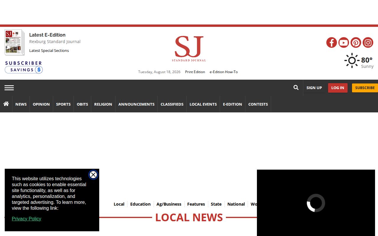 Rexburg Standard Journal local coverage relevant to Fremont County arrest news