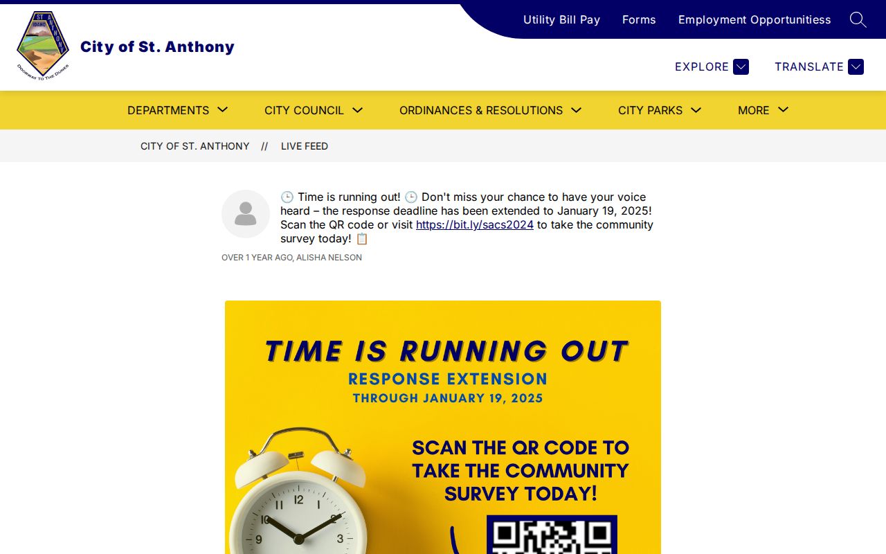 Fremont County St. Anthony police notification feed page