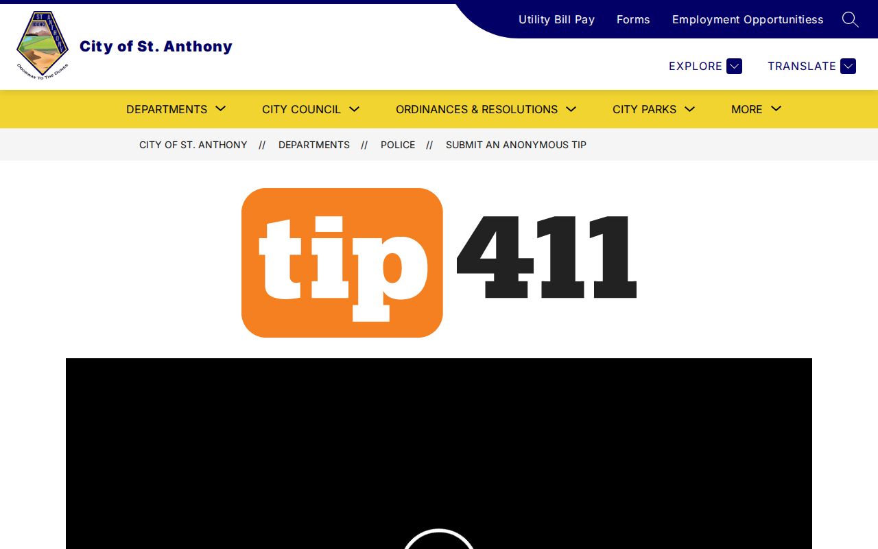 Fremont County St. Anthony Tip411 public-safety tip page